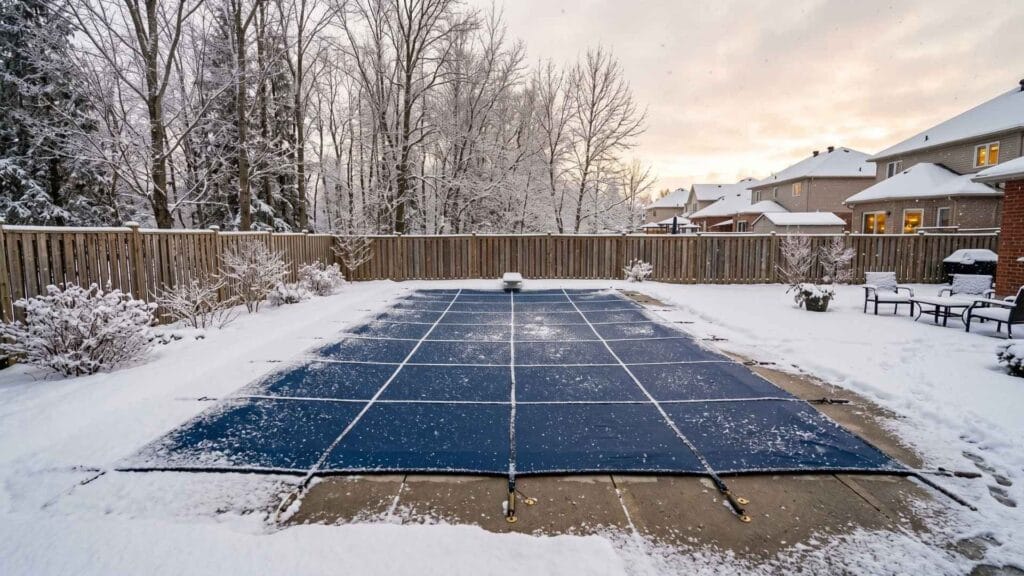 Ottawa pool covered with snow in winter
